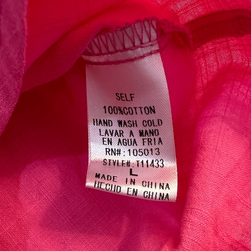Andree Large Button Up Barbie Pink 100% Cotton NWT Elevated Basics - Picture 4 of 7